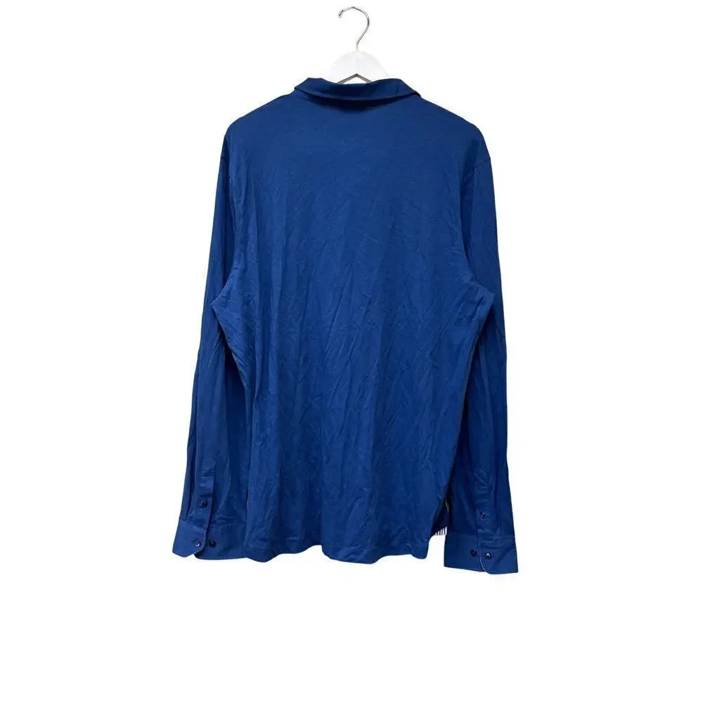 NWT Faconnable XXL Royal Blue Long Sleeve Collared Polo Shirt Golf Preppy Gift